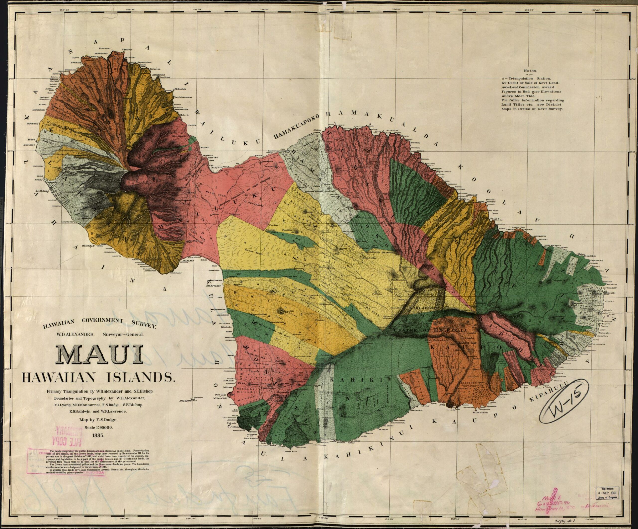 Historical map of the island of Maui.
